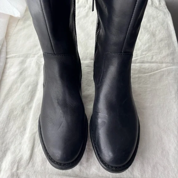 Born Shaunie Black‎ Leather Women’s Riding Boot Size 6 Wide Calf New $240